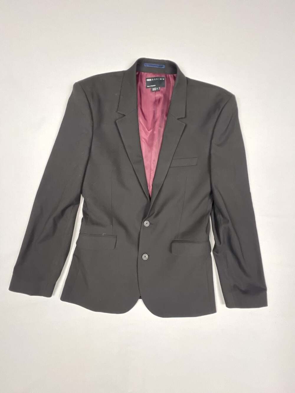 ASOS DESIGN Men's Black Two-Button Suit Blazer Jacket Size US 38R